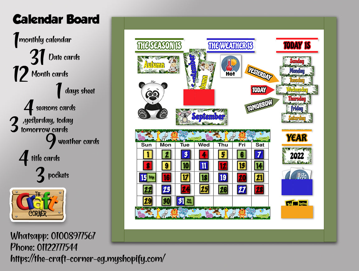 Animals Calendar Board set