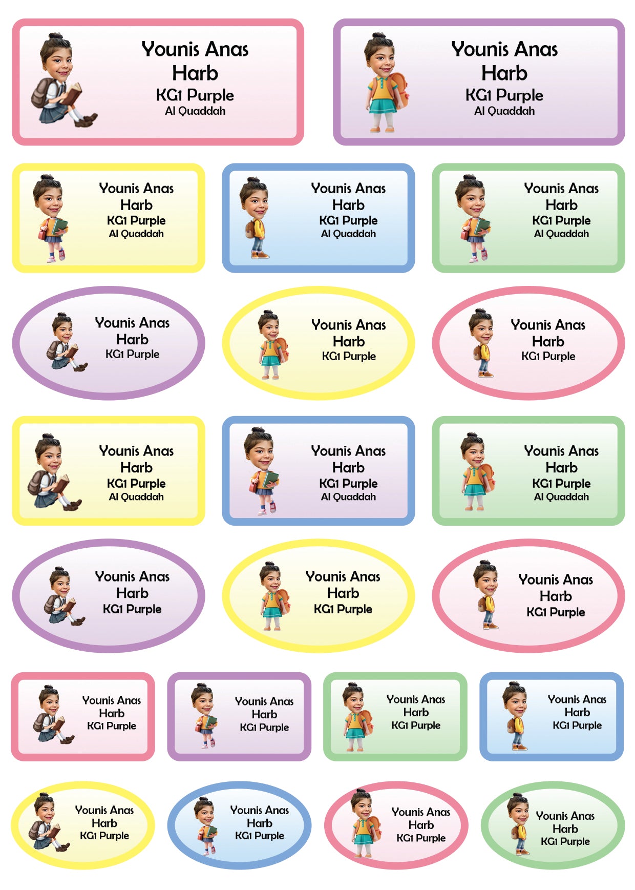 ""Caricature personalized (Girls) Labels"