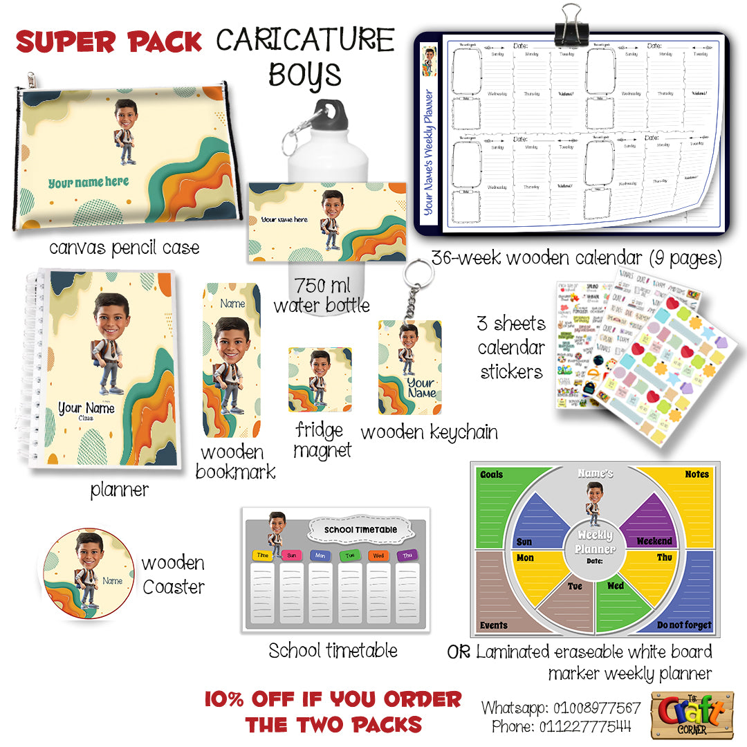 ""Caricature personalized (boys) labels packs