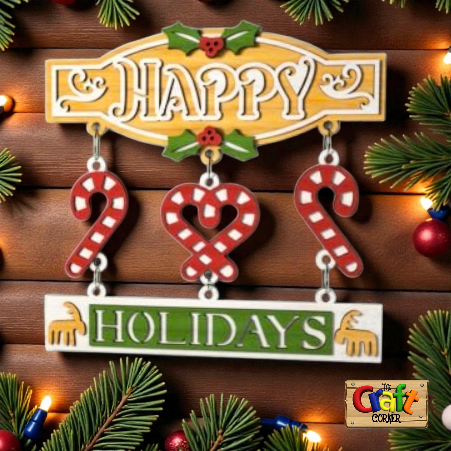 Christmas sign logs (Happy Holidays)