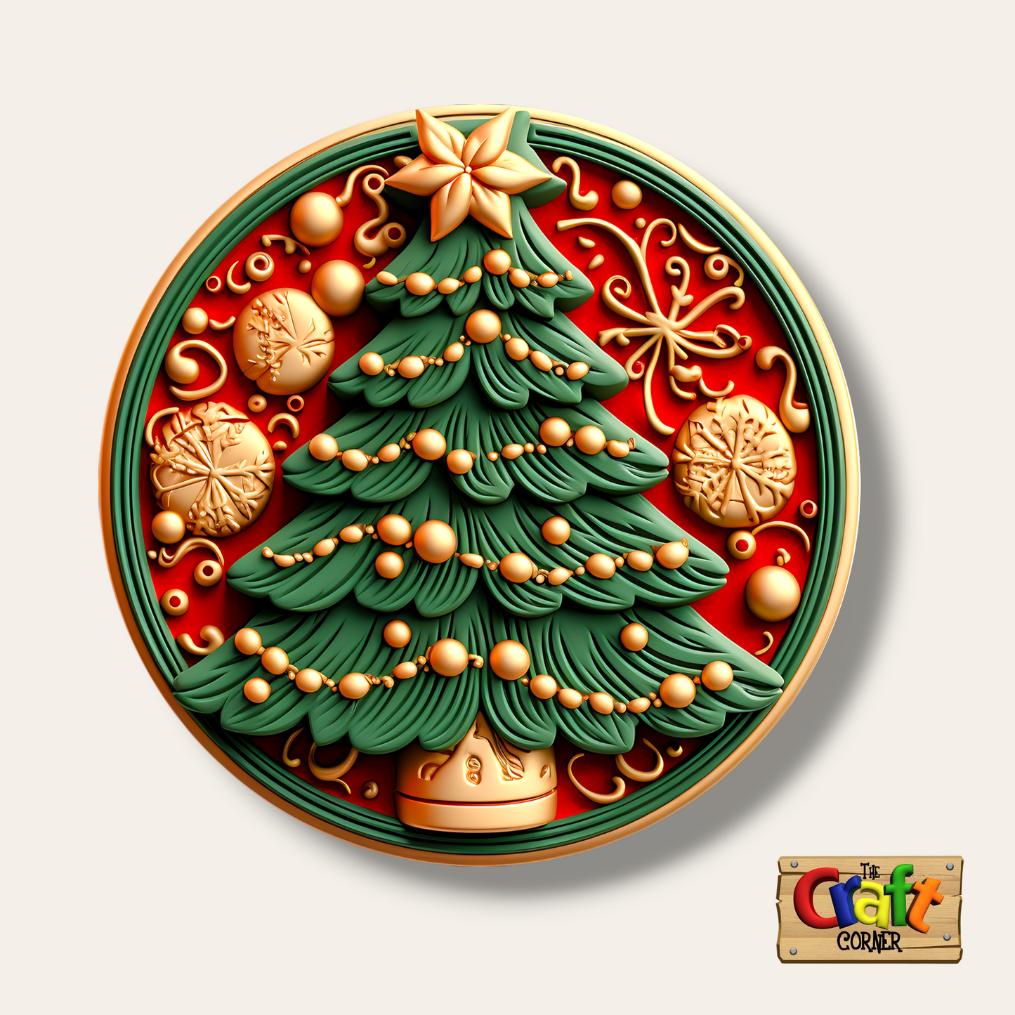Coaster: Wooden 2D printed Christmas coaster set (Vintage trees 4)