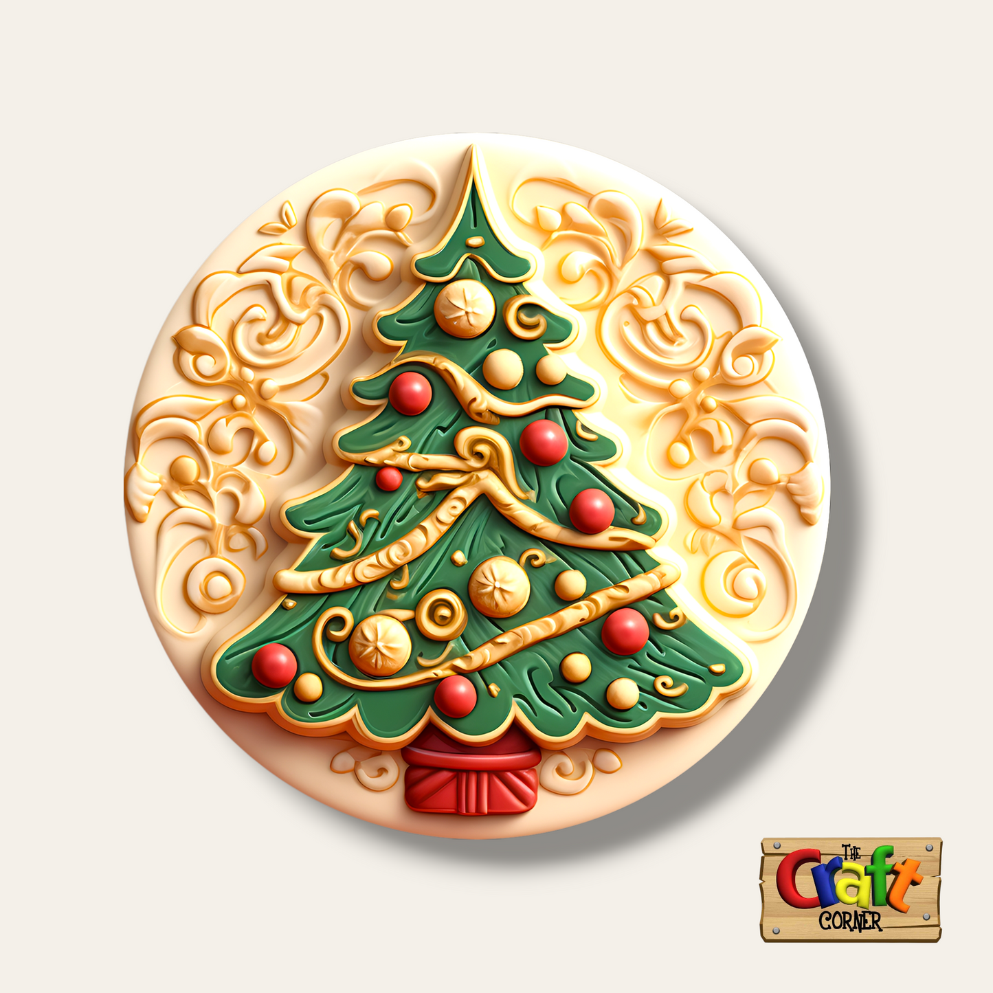 Coaster: Wooden 2D printed Christmas coaster set (Vintage trees 1)