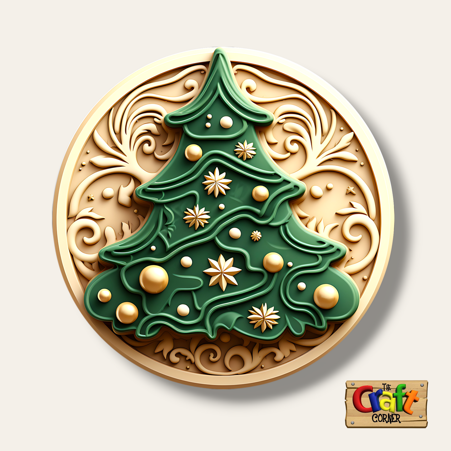 Coaster: Wooden 2D printed Christmas coaster set (Vintage trees 1)