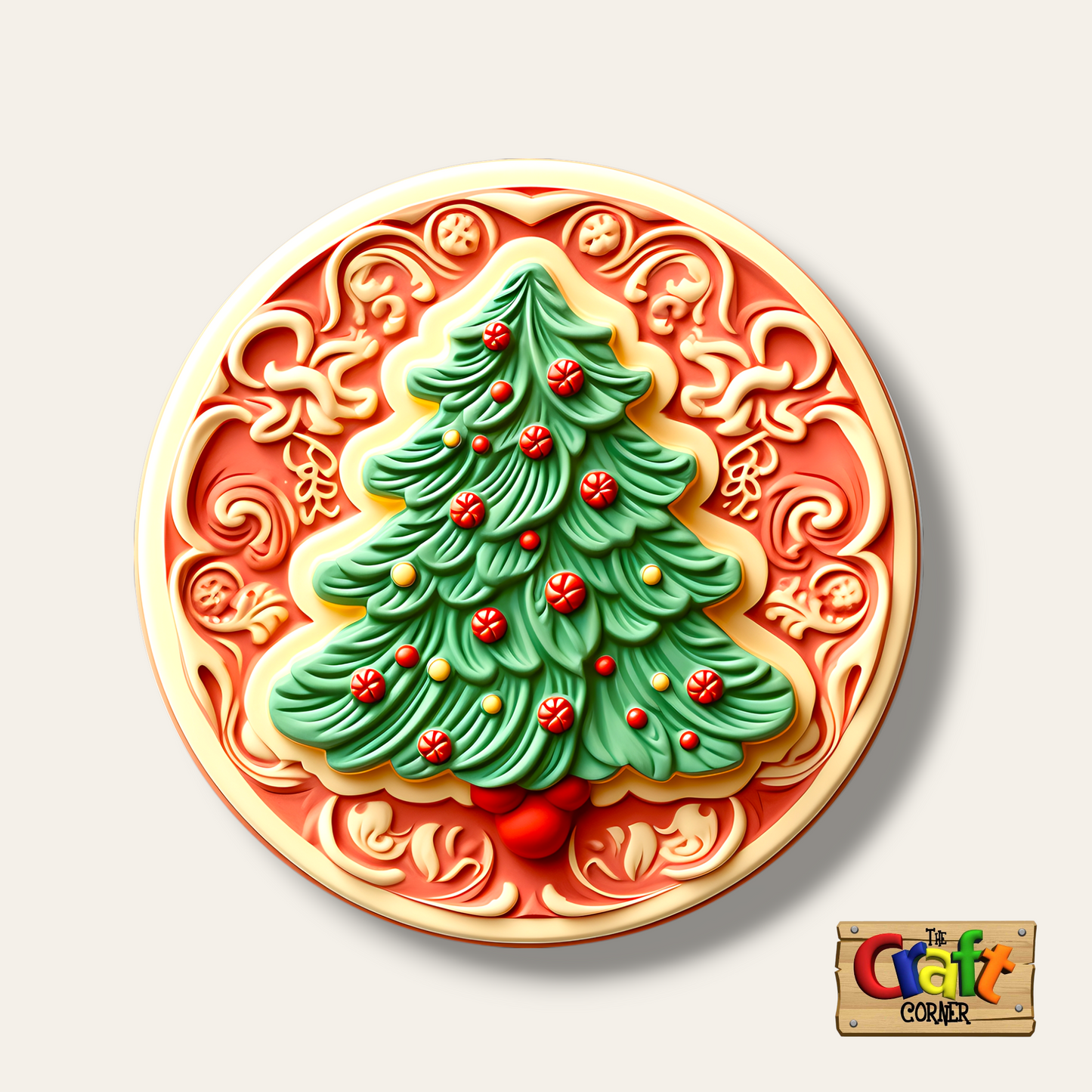 Coaster: Wooden 2D printed Christmas coaster set (Vintage trees 2)