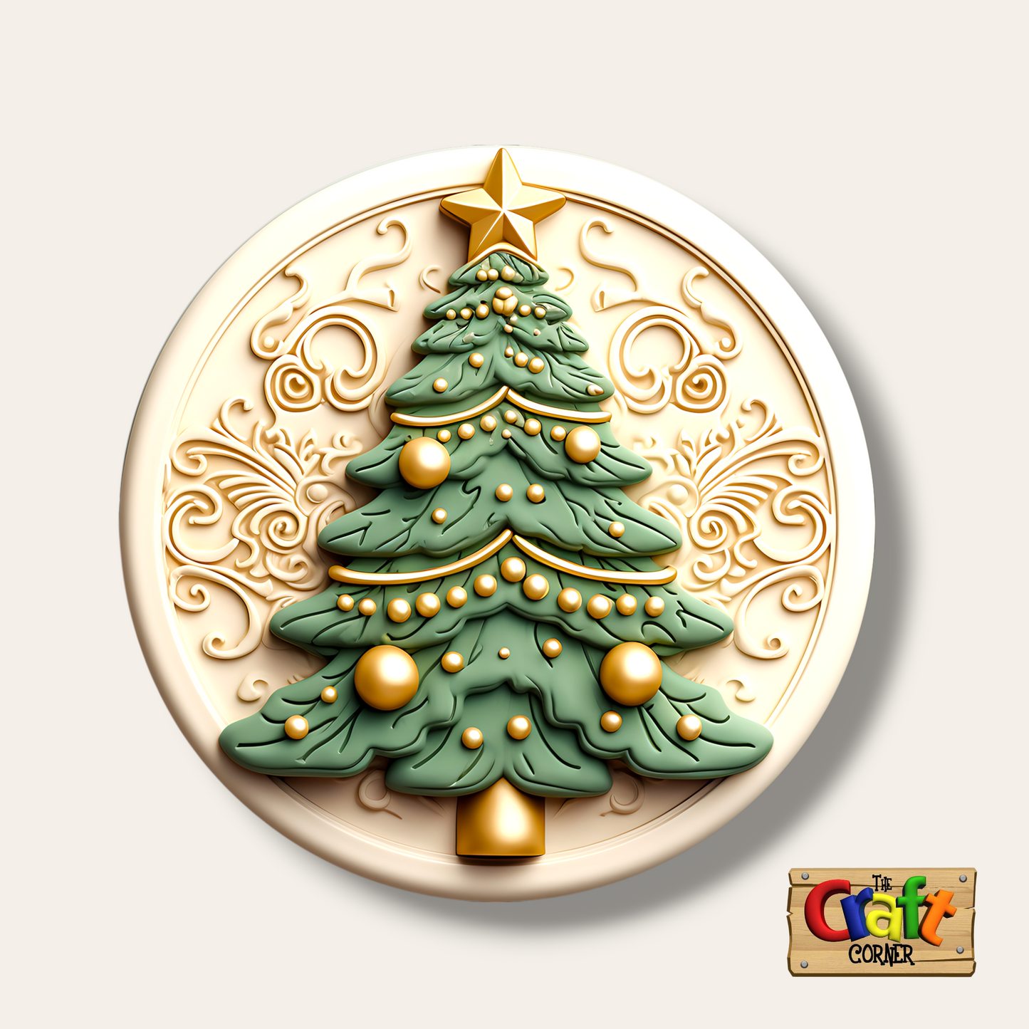 Coaster: Wooden 2D printed Christmas coaster set (Vintage trees 1)