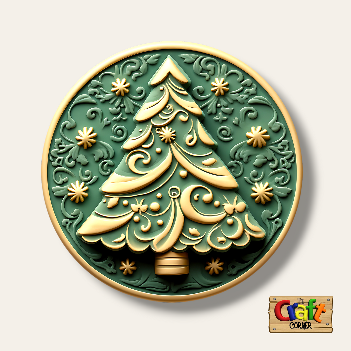 Coaster: Wooden 2D printed Christmas coaster set (Vintage trees 3)