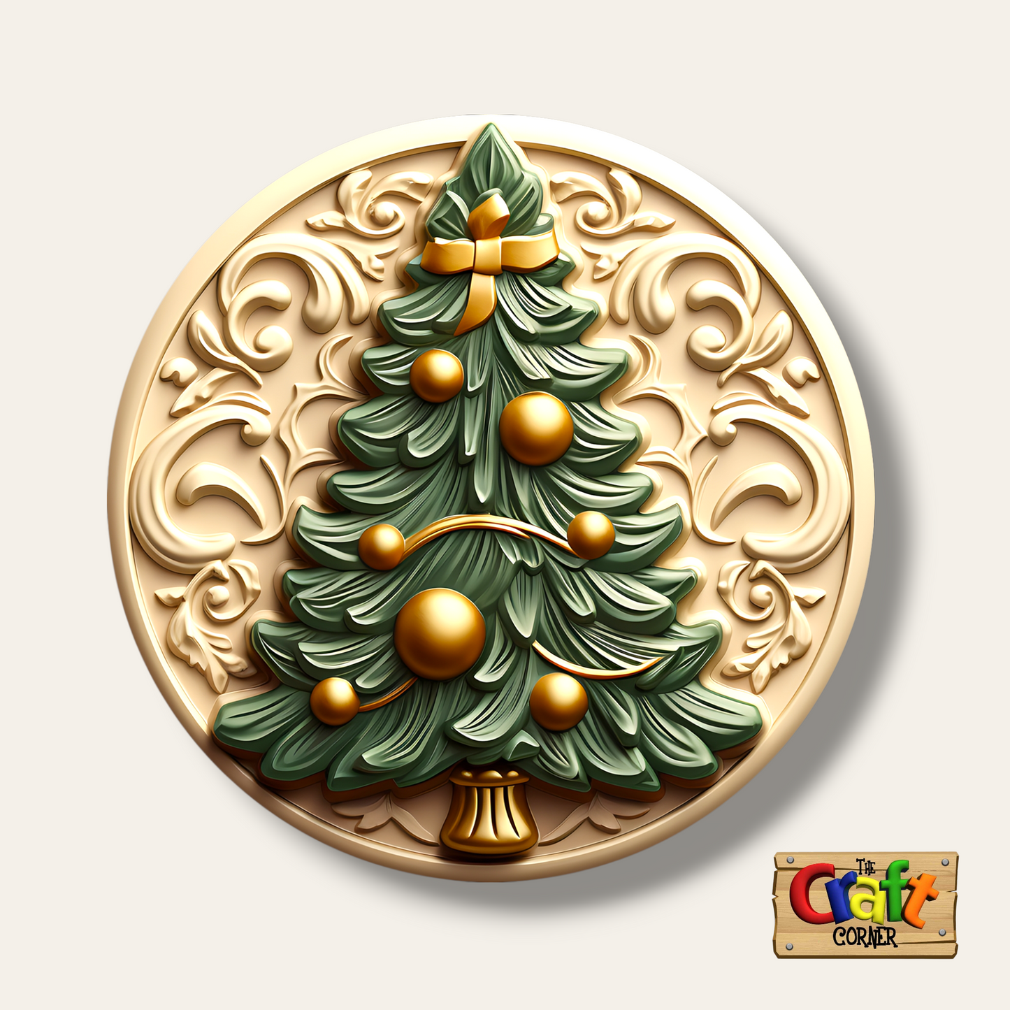 Coaster: Wooden 2D printed Christmas coaster set (Vintage trees 4)