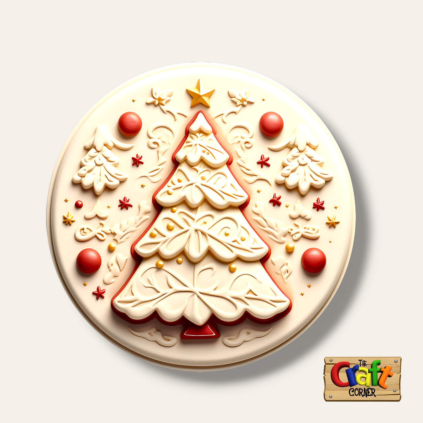 Coaster: Wooden 2D printed Christmas coaster set (Vintage trees 3)