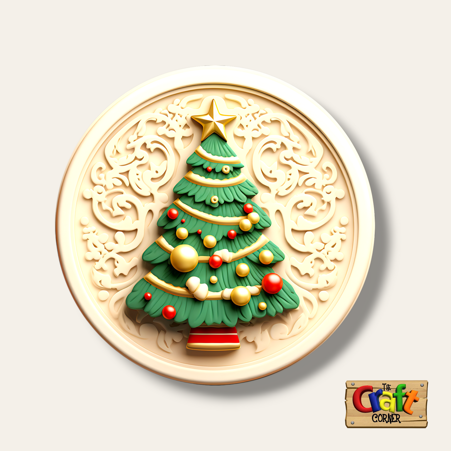 Coaster: Wooden 2D printed Christmas coaster set (Vintage trees 4)