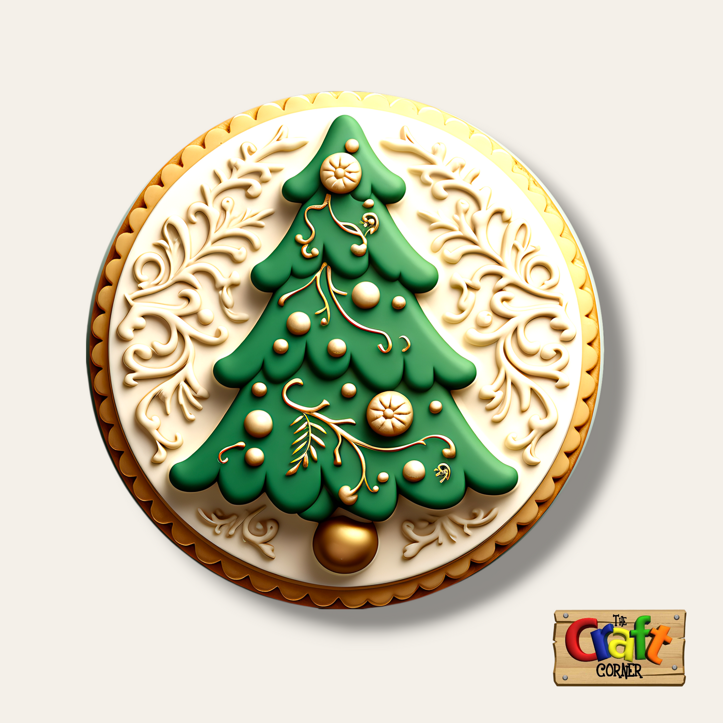 Coaster: Wooden 2D printed Christmas coaster set (Vintage trees 4)