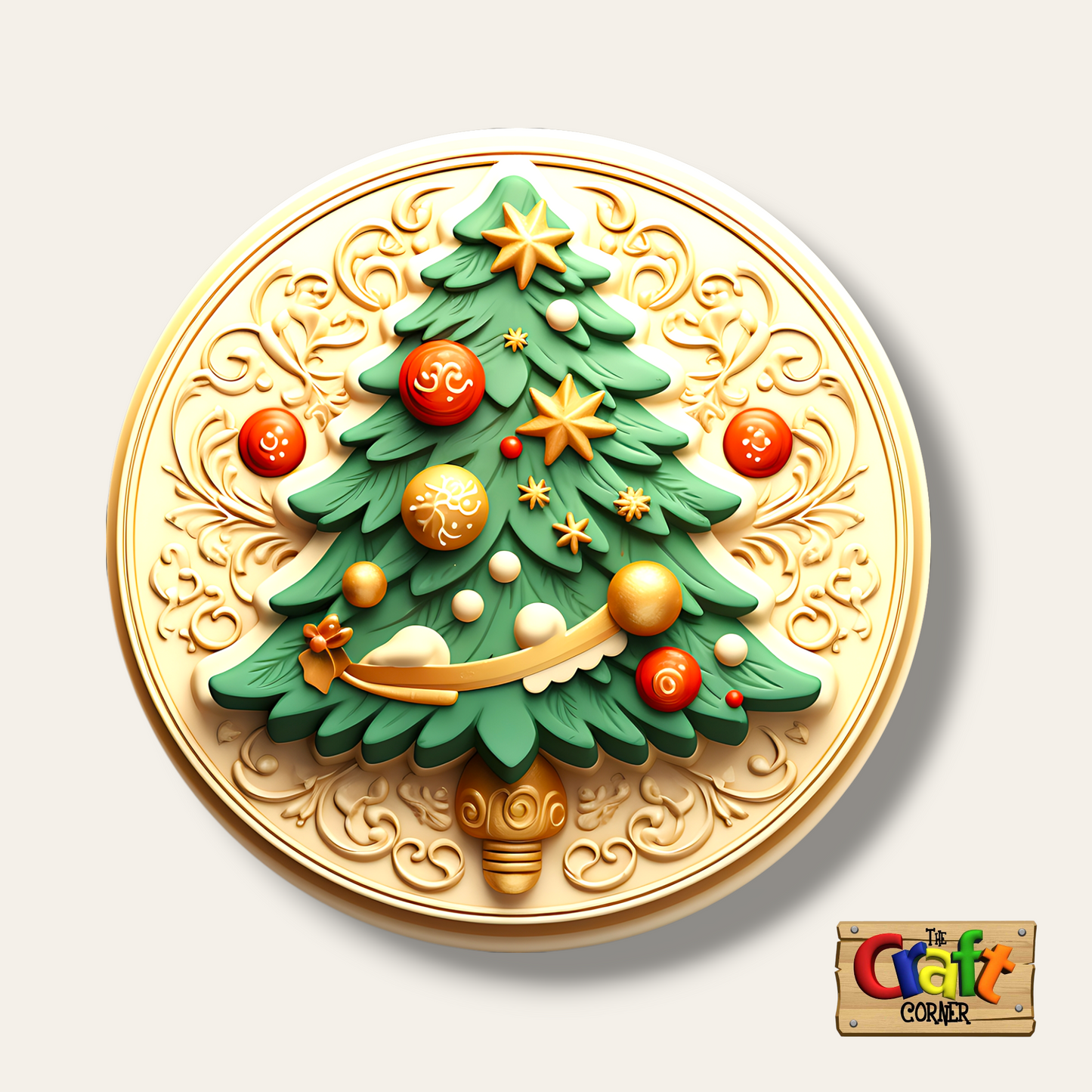 Coaster: Wooden 2D printed Christmas coaster set (Vintage trees 1)
