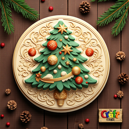 Coaster: Wooden 2D printed Christmas coaster set (Vintage trees 1)