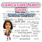 ""Caricature personalized (Girls) Labels"