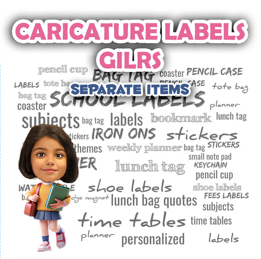 ""Caricature personalized (Girls) Labels" Separate items