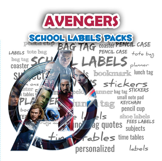 ""Avengers" School labels packs