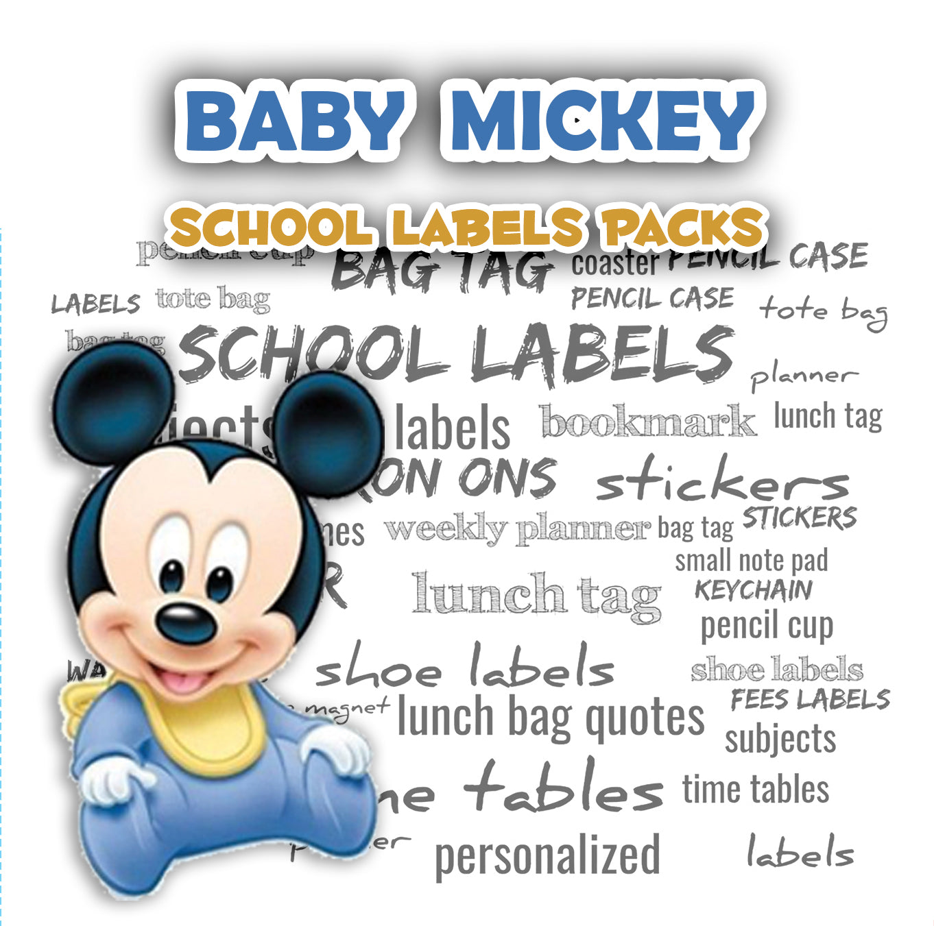 ""Baby Mickey" School labels packs