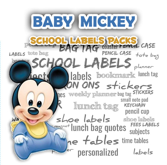 ""Baby Mickey" School labels packs