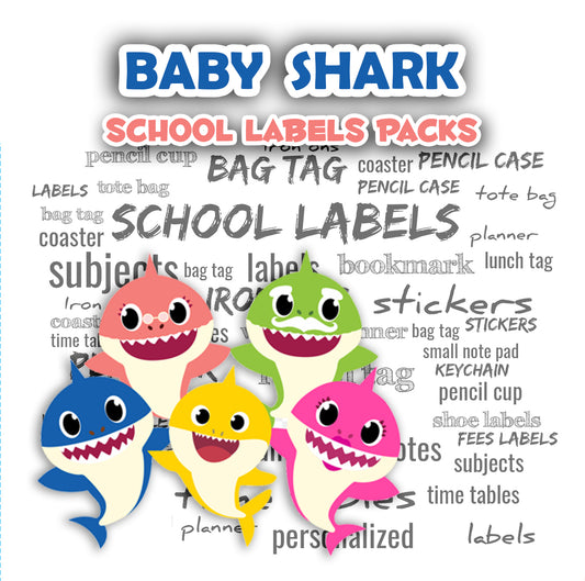 ""Baby shark" School labels packs