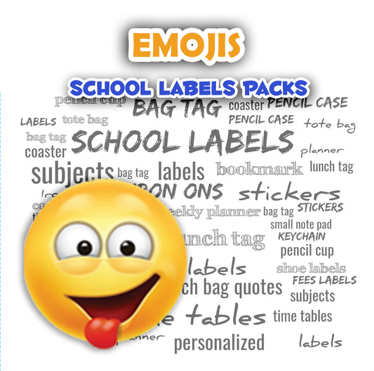 ""Emoji's" School labels packs