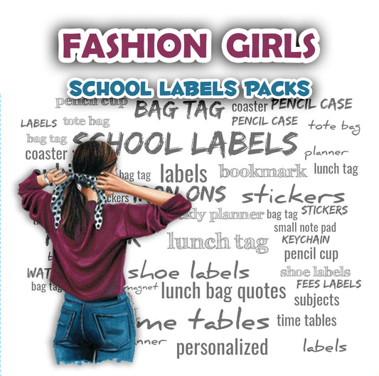 ""Fashion girls" School labels packs