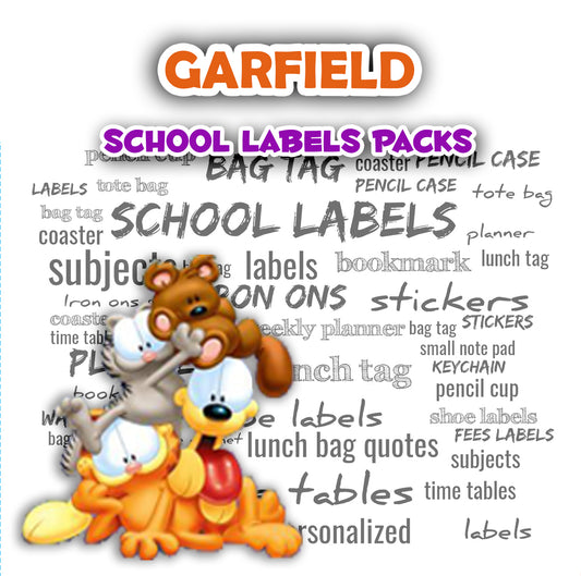 ""Garfield" school labels packs
