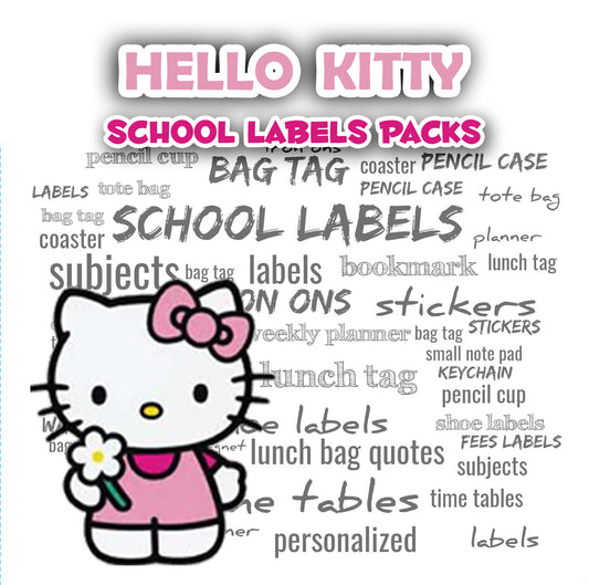 ""Hello kitty" school labels packs