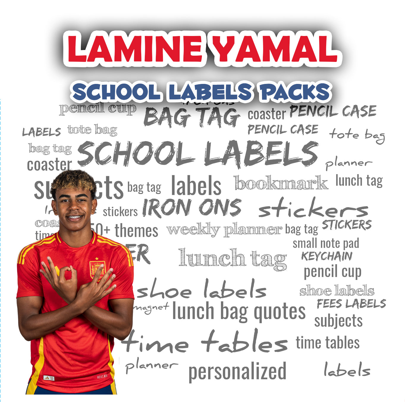 ""Lamine Yamal" School labels packs