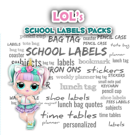 ""LOL's" School labels packs