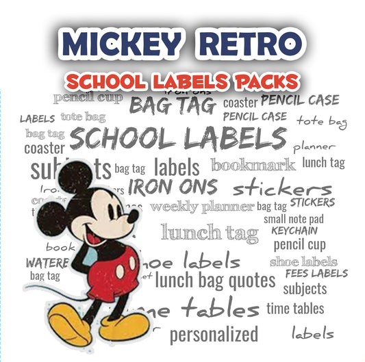 ""Mickey Retro" School labels packs