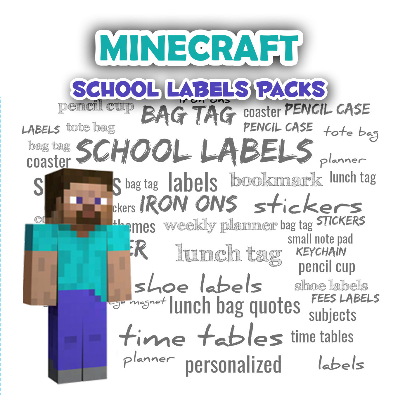 ""Minecraft" School labels packs
