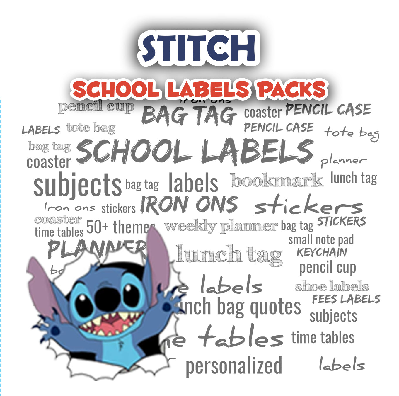 ""Stitch" School labels packs
