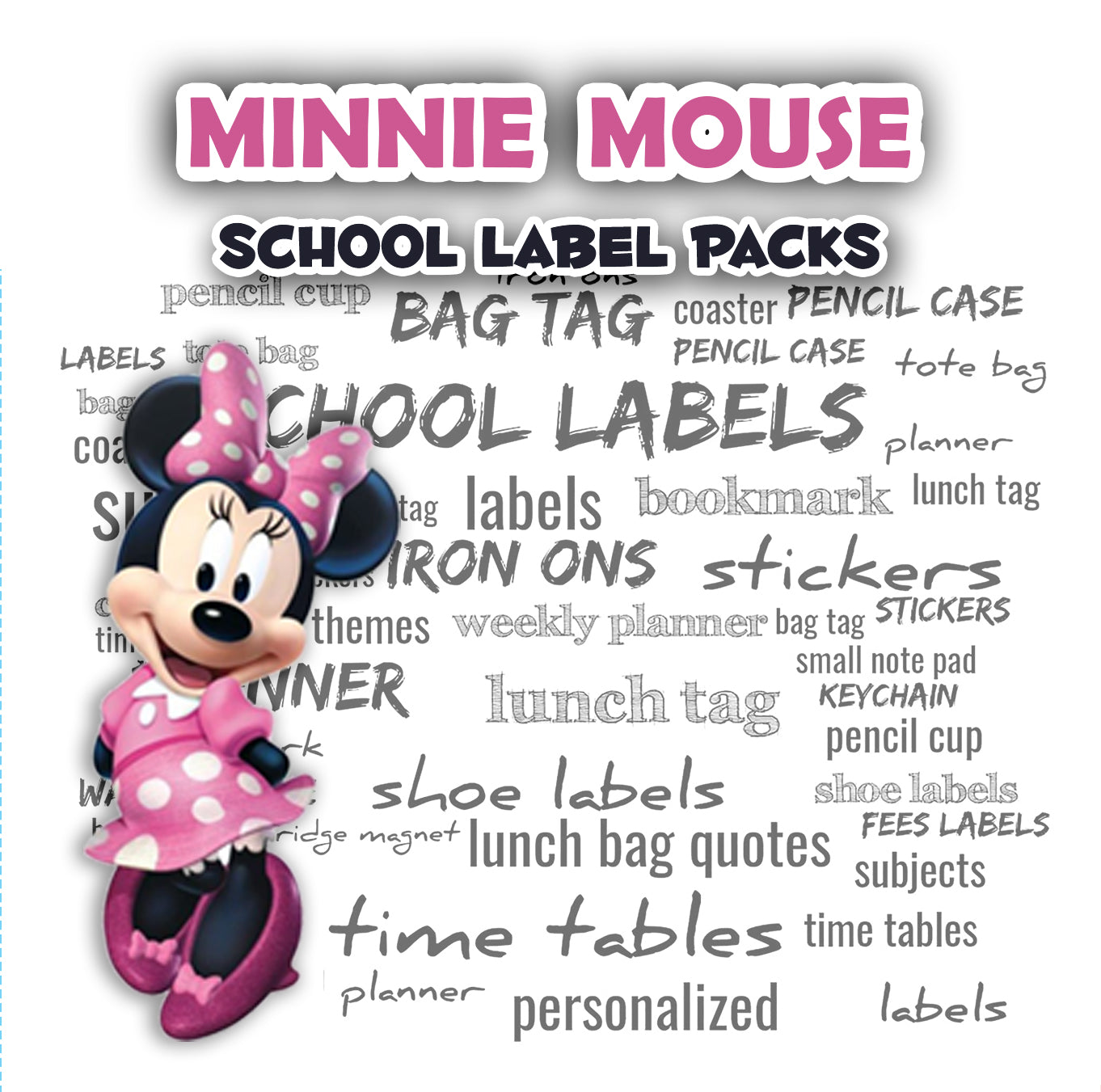 ""Minnie Mouse" School labels packs