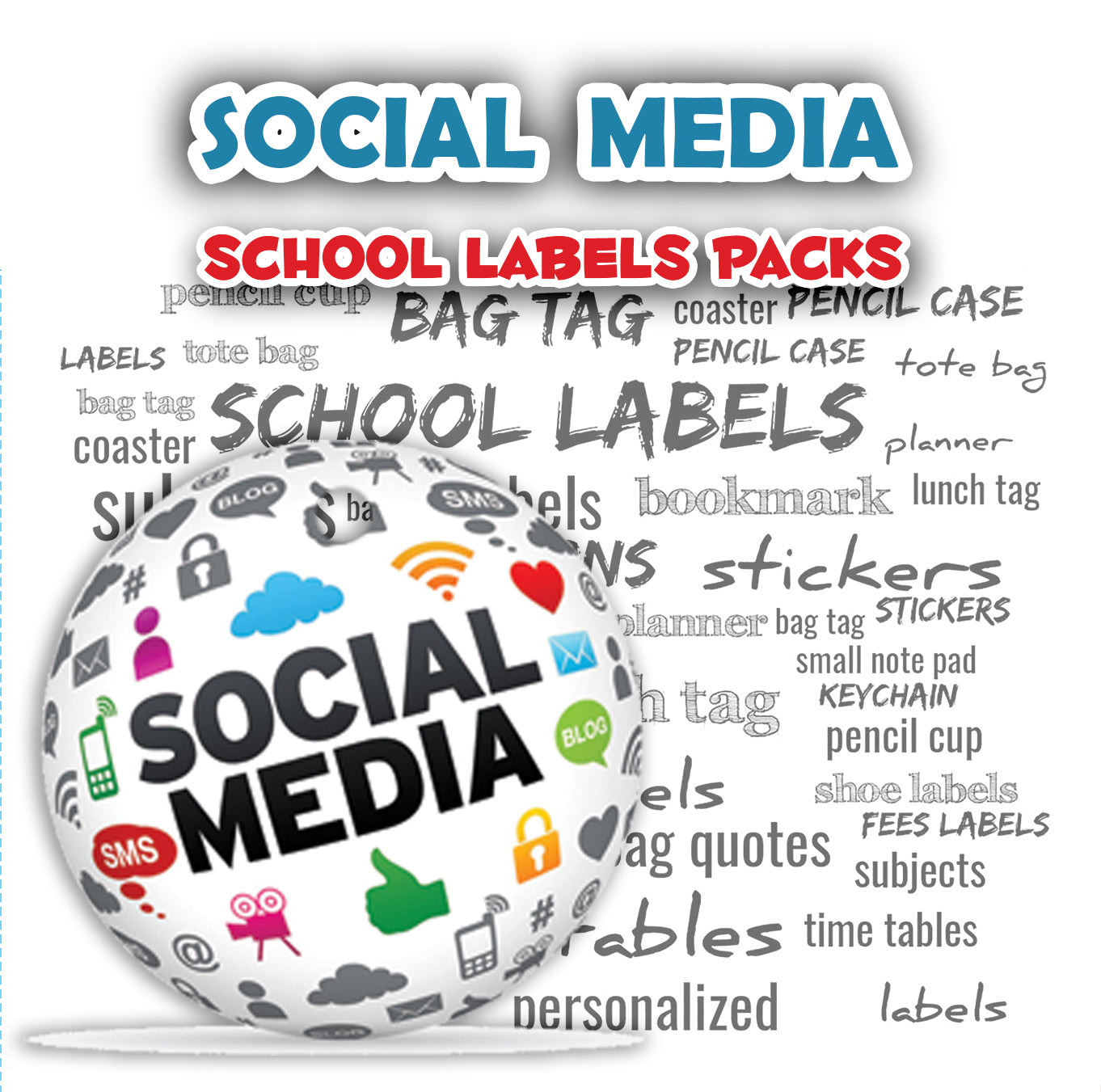 ""Social Media" School labels packs