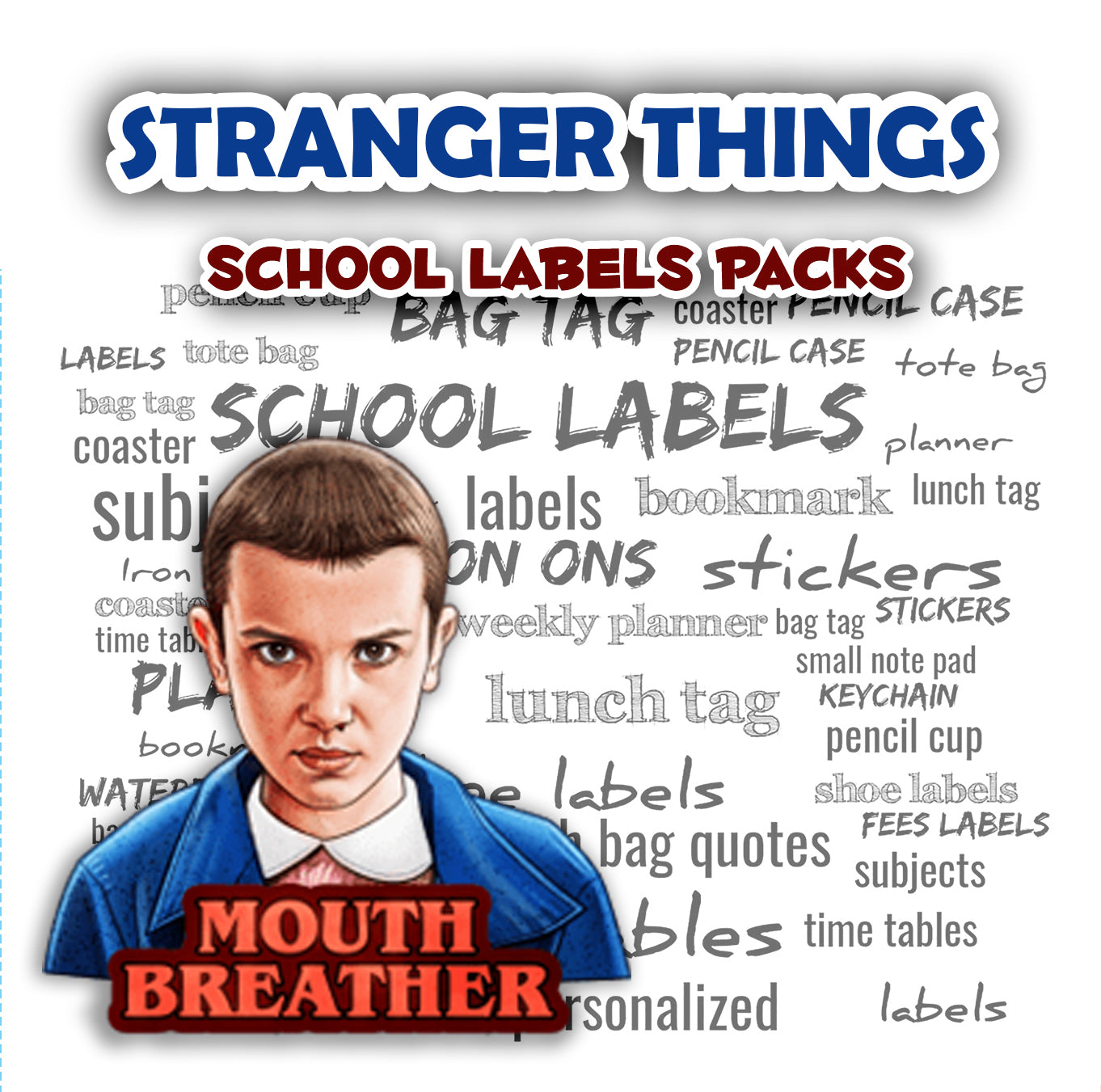 ""Stranger things" School labels packs