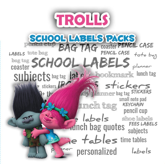 ""Trolls" School labels packs