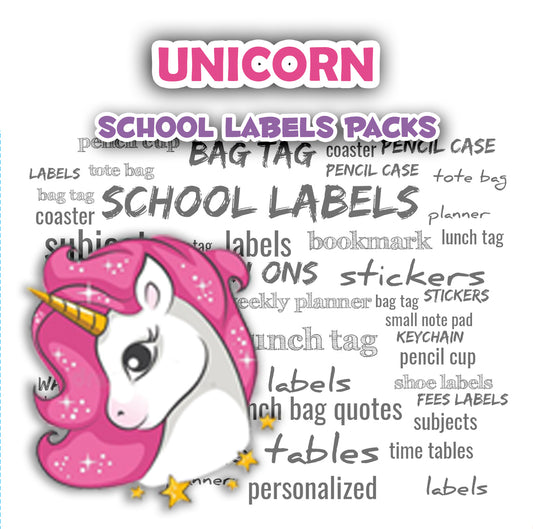 ""Unicorn" School labels packs