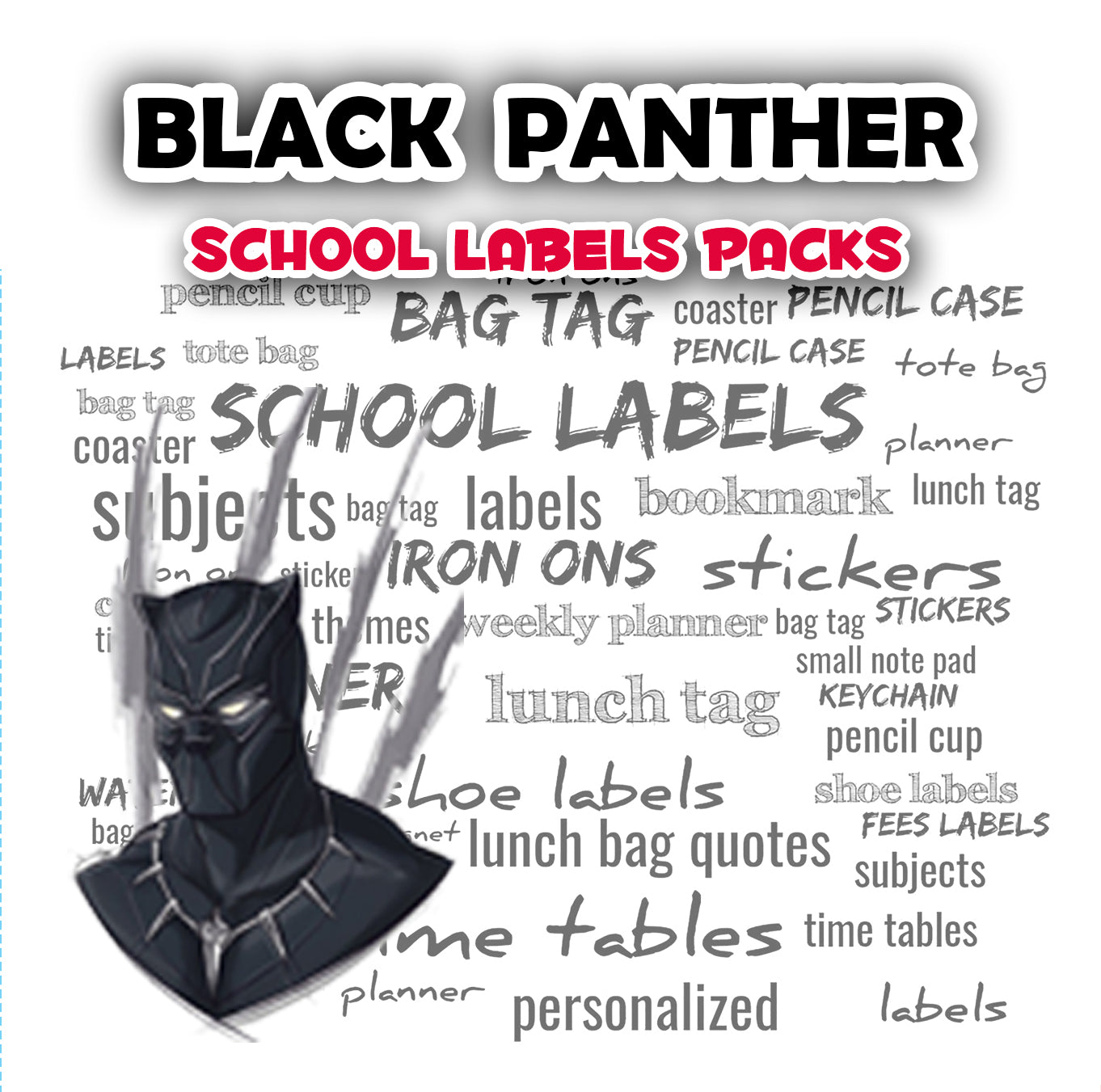 ""Black Panther" School labels packs