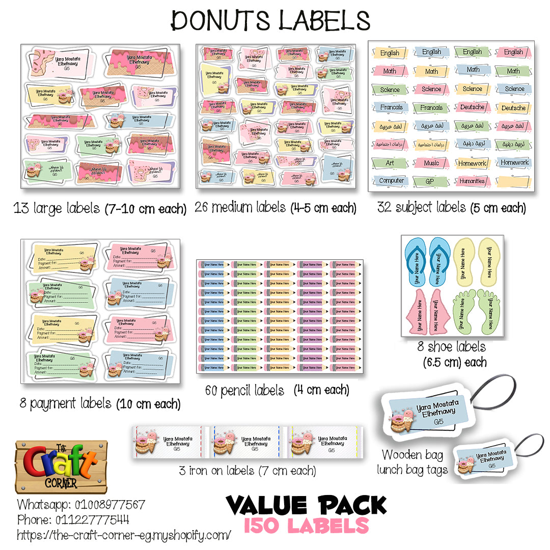 ""Donuts" School labels packs