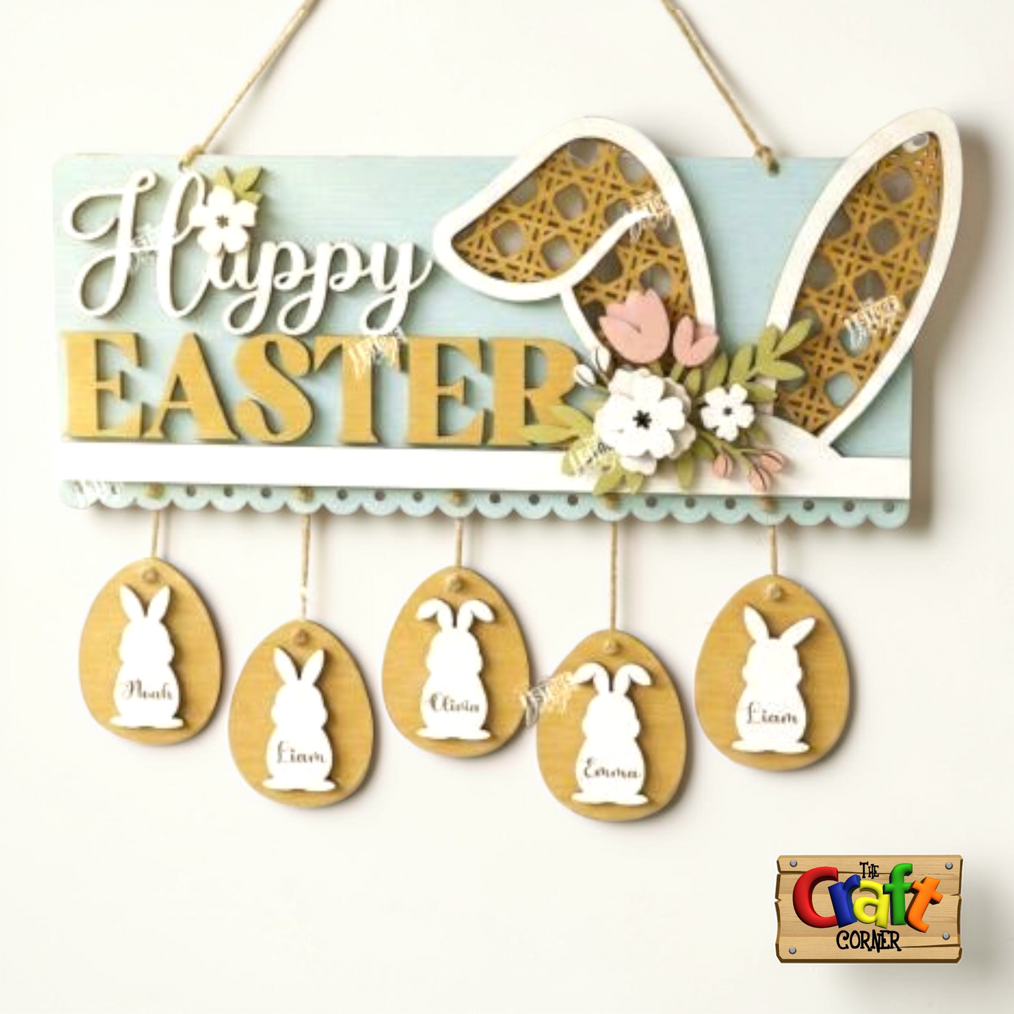 Easter Personalized wall art (Happy Easter bunny)