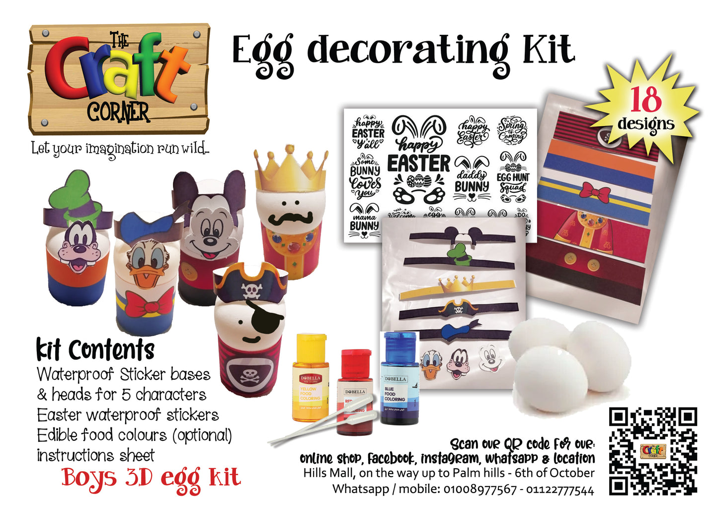 Egg colouring kit 10 (3D boys characters kit)