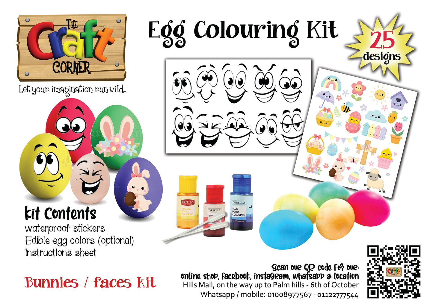 Egg colouring kit 2 (Chicks, bunnies & faces kit)