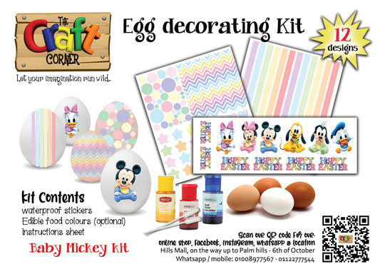 Egg colouring kit 6 (Baby mickey & pastel decorations)