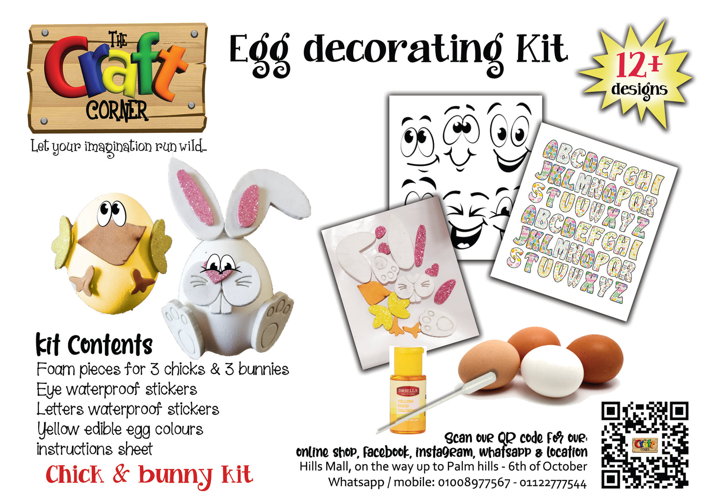 Egg colouring kit 7 (3D chick & bunny kit)