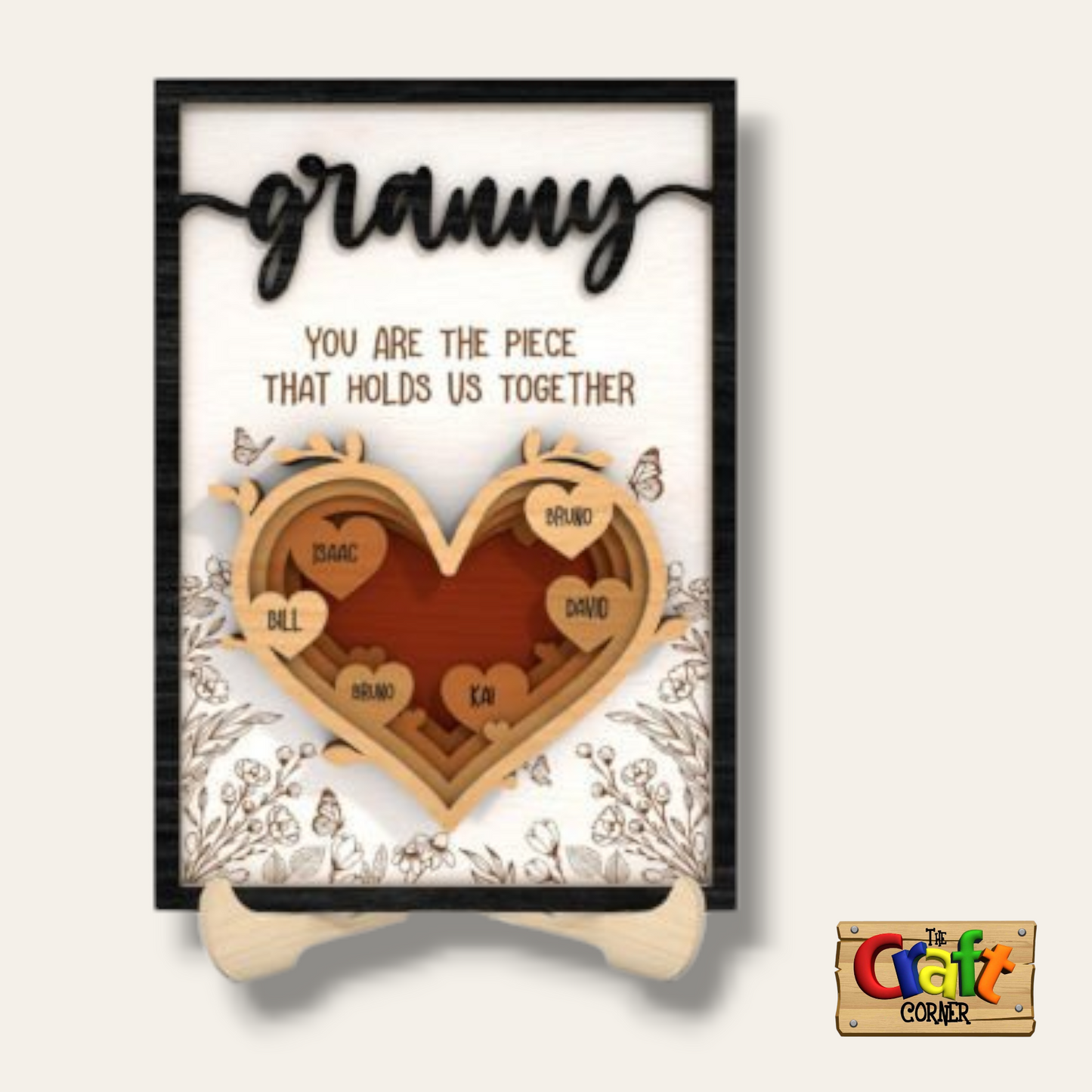 Stand: Layered wooden heart board