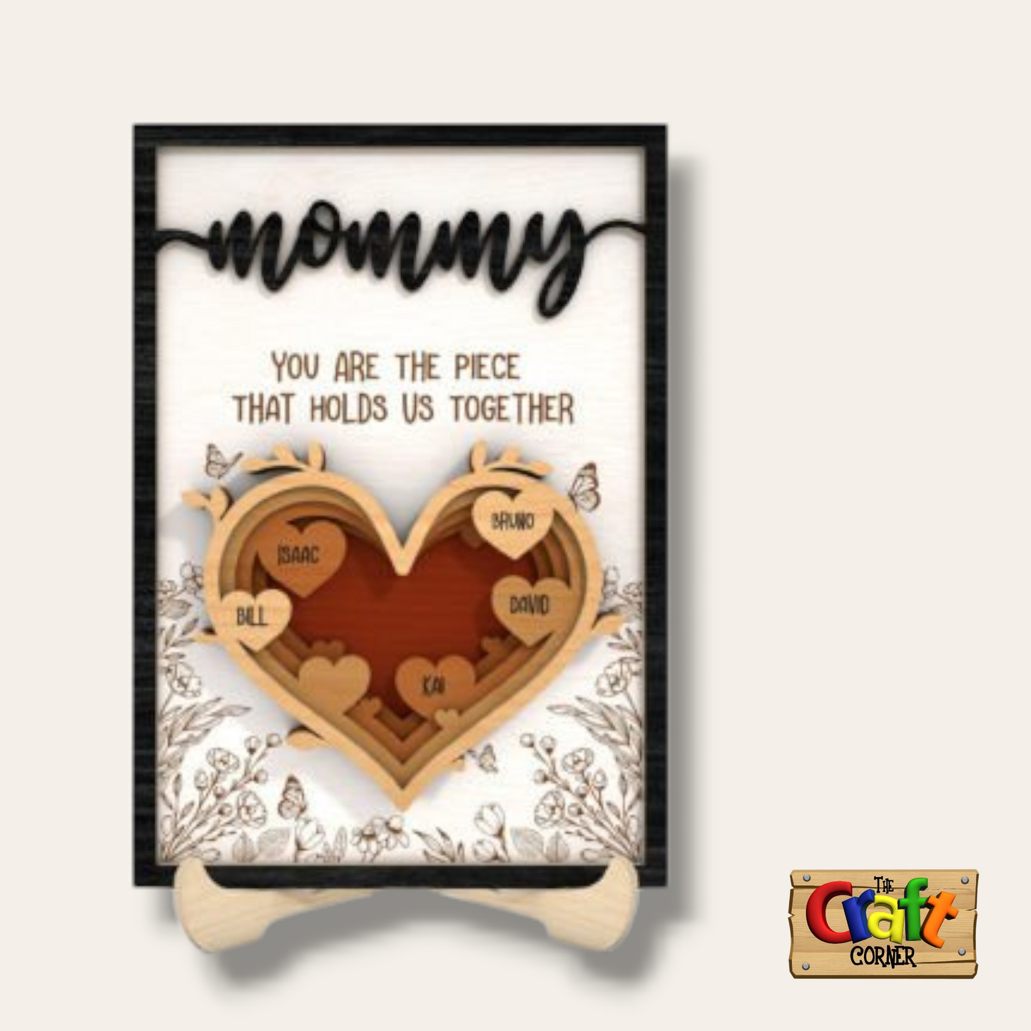 Stand: Layered wooden heart board