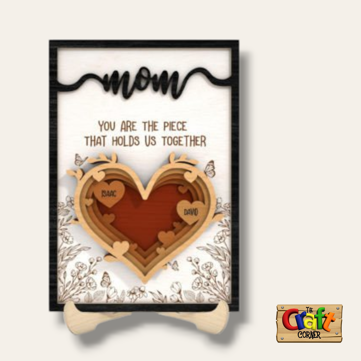 Stand: Layered wooden heart board