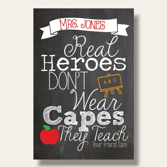 Real heroes Teacher Board لوحة خشب للمدرسة
