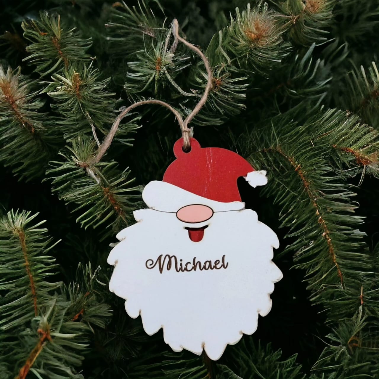 Ornament: Wooden personalized Santa ornament
