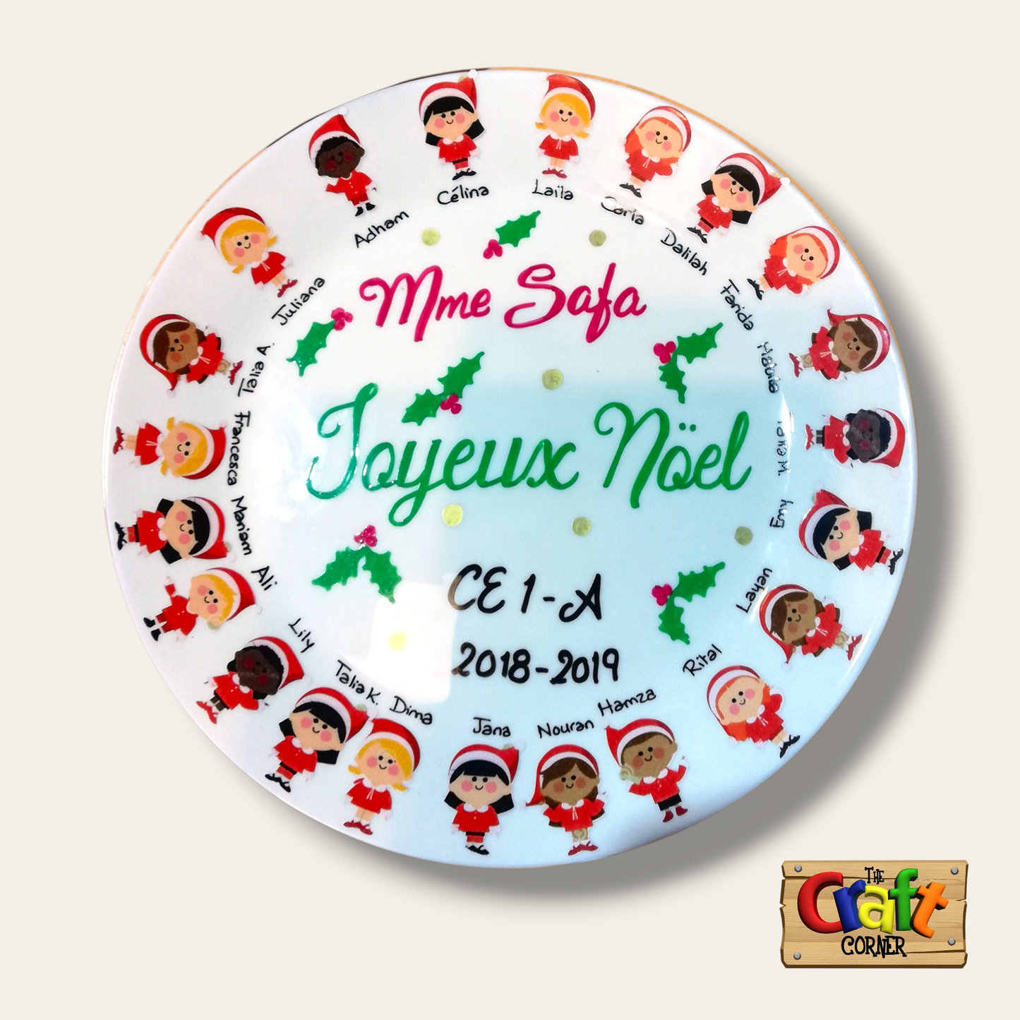 Plate: Sticker faces Class plates (Christmas French)