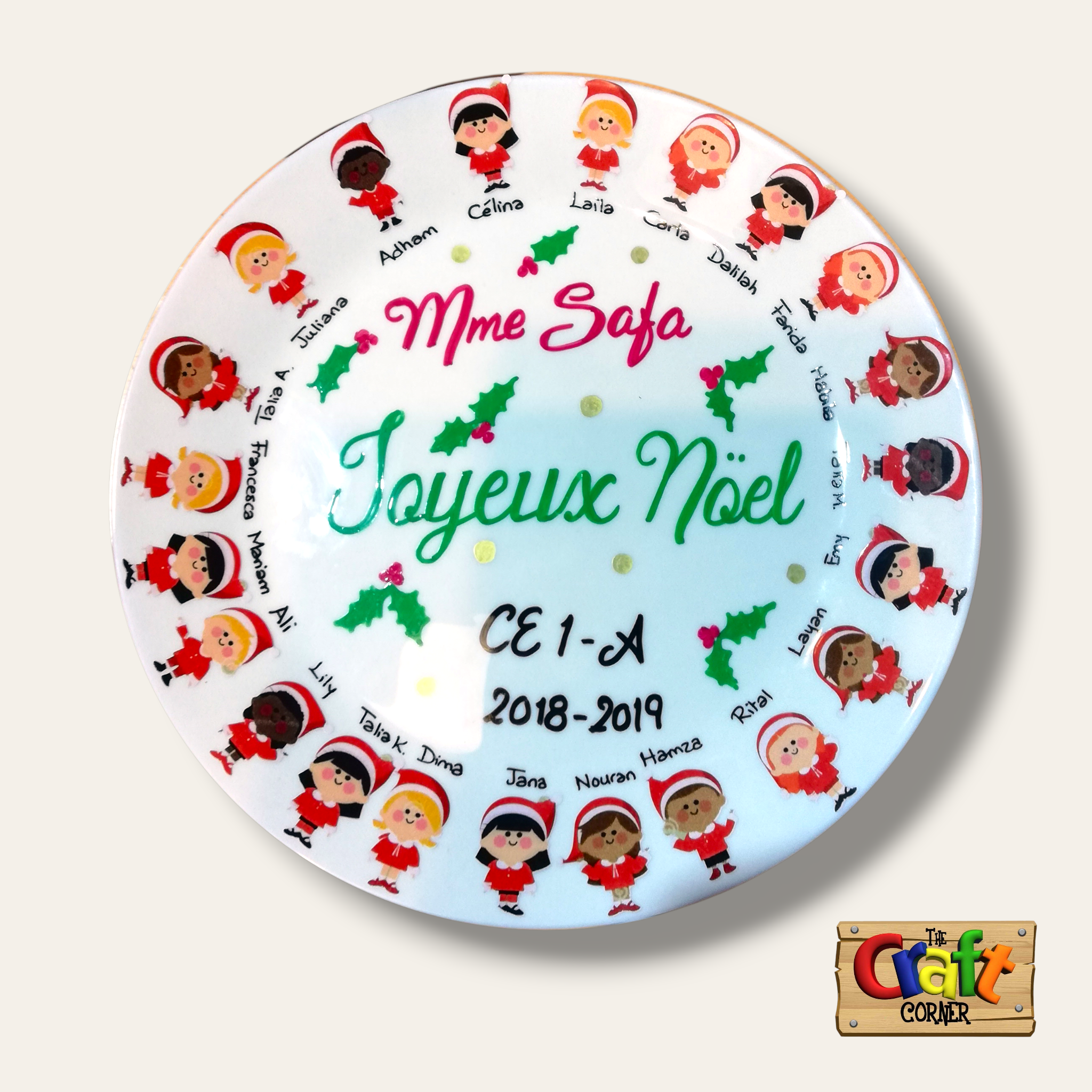 Plate: Sticker faces Class plates (Christmas French)